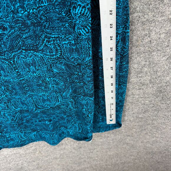 Ann Taylor Dress Women L Large Blue Geometric Sheath Midi Lined Short Sleeve - Picture 6 of 7